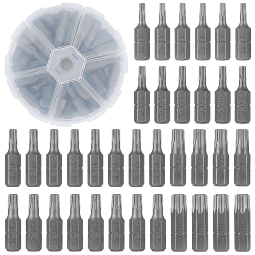 36 Stück Torx Bit Set 25mm T10/T15/T20/T25/T30/T40 Torx Schraubendreher Bits aus Chrom-Vanadium-Legierter Stahl für Schreinerei Haushaltsgeräte Maschinen Autoreparatur