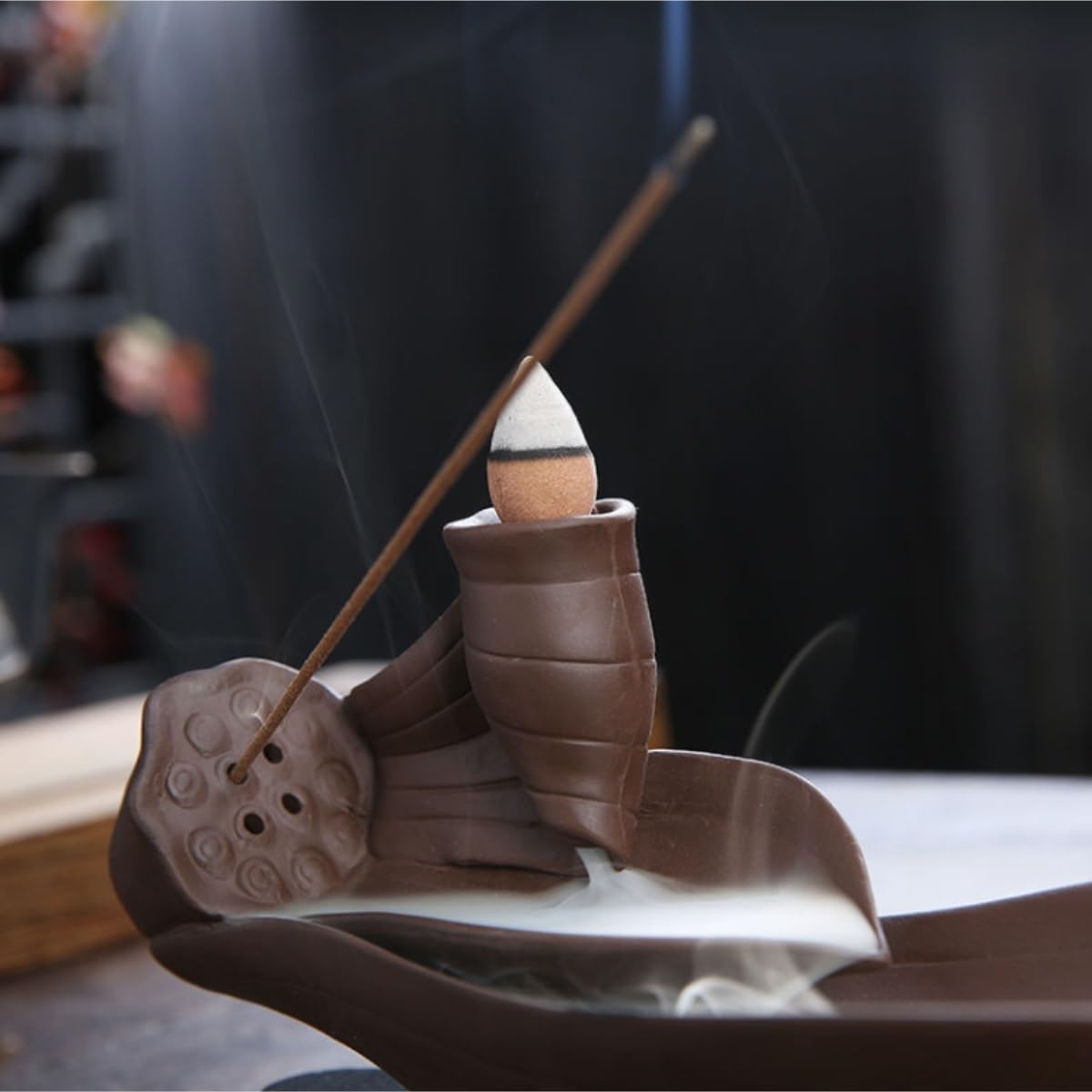 Porta Incenso Bruciatore Incenso Bruciatore Di Incenso Con Riflusso Di Sabbia Viola, Ornamenti Creativi, Bastoncino Di Incenso, Bruciatore Di Incenso In Legno Di Sandalo Portaincenso Per Famiglia