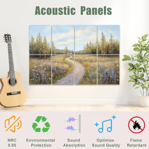 8 Pack Paneles Acústicos Decorativos para Paredes con Paisaje Rústico y Naturaleza, Absorbentes de Sonido, Autoadhesivos, para Estudios de Grabación y Oficina, 48"x32" miniatura 3