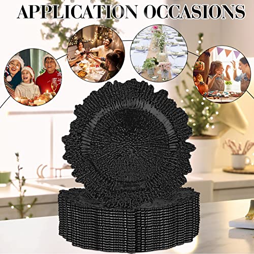 Mimorou 18 Pack Reef Charger Plates Plastic Snowflake Charger Plates Wedding Floral Charger Plates Decor For Christmas Dinner Wedding Party Event Supplies, 13 Inch (Black) #TOP3
