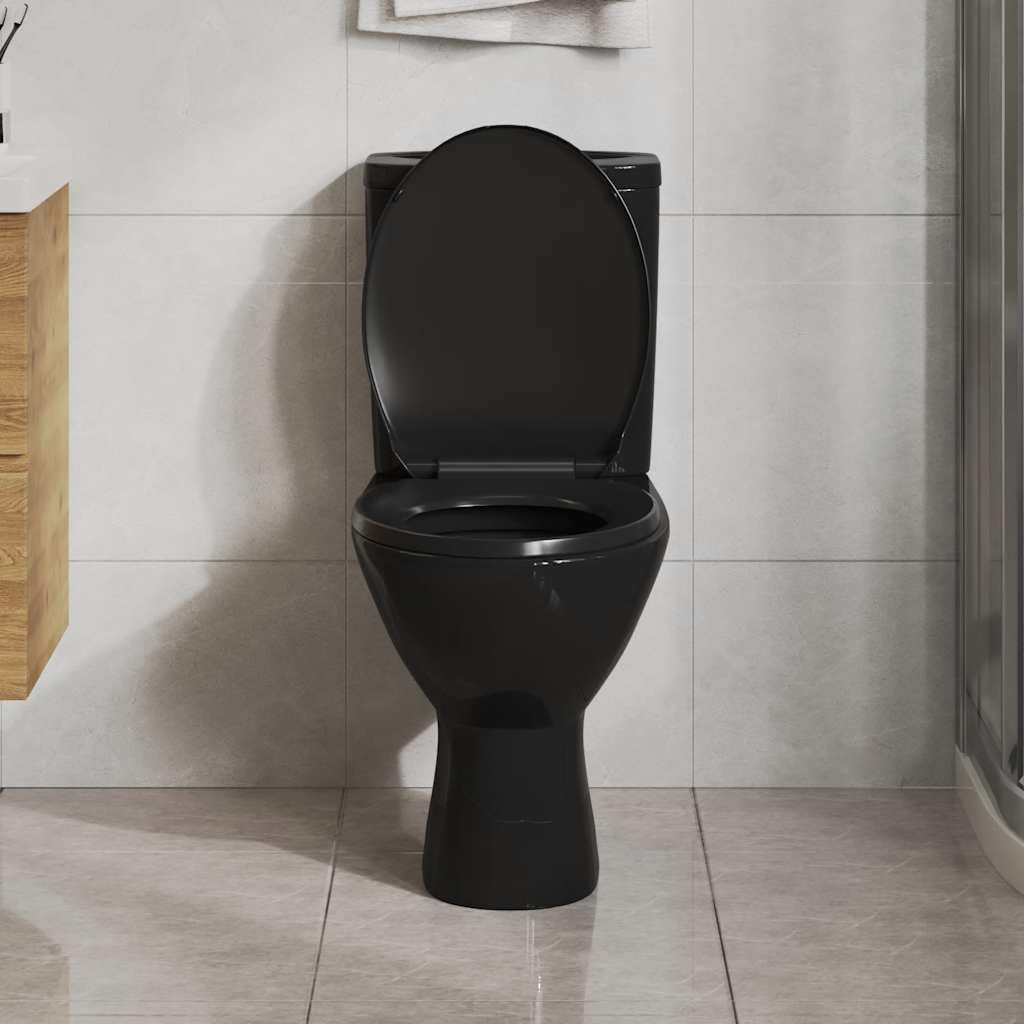 Deska sedesowa wolnoopadająca i Quick-Release w kolorze czarnym, wykonana z polipropylenu, 42,5 x 34 cm, idealnie dopasowana do WC dla gości i łazienki z funkcją Softclose i łatwe czyszczenie