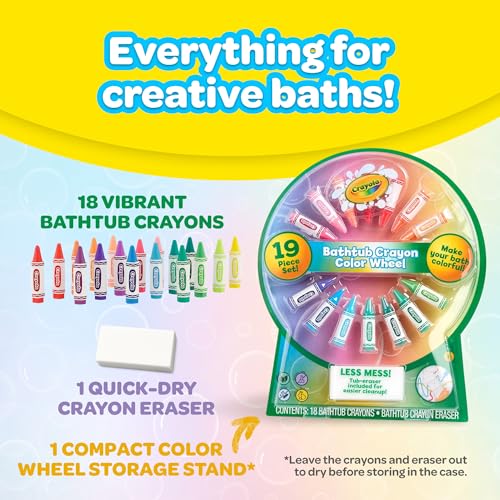 Crayola Bath Crayons Color Wheel, 19-Piece Set, Includes 18 Bathtub Crayons and 1 Eraser, Non-Toxic and Washable Bath Toys for Kids - image 2