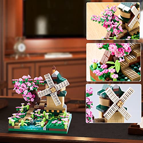 Cozymass Architecture River Windmill Building Model Kit Micro Block Set 600+ Pcs With 2 Figure #TOP2