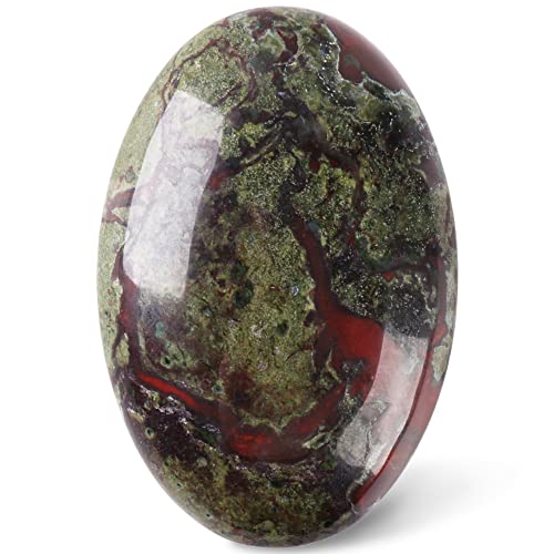 CASMON Dragon Bloodstone Oval Palm Stones, Pocket Worry Stone for Anxiety Stress Relief Therapy, Natural Polished Energy Stone Healing Crystal (1PC)