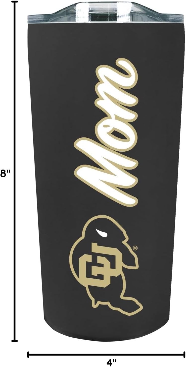 The Fanatic Group Personalized University of Colorado Mom 18 oz. Double Walled Stainless Steel Soft Touch Tumbler - Black