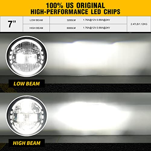 Image of LX-LIGHT DOT Approved Black 7 Inch LED Headlights with White Halo Ring Compatible with Jeep Wrangler JK JKU TJ LJ JL Hummber H1 H2