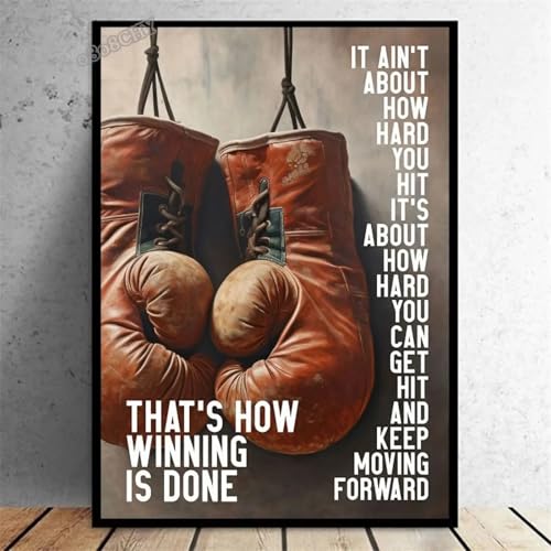 Citations de Glovers de boxe affiche vintage motivation deco loft industriel cadre grand