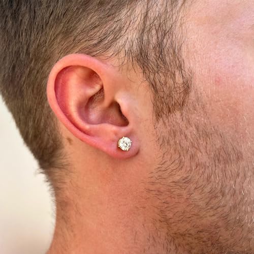 Brincos masculinos de moissanita, zircão cúbico, ouro, prata, moissanita, aço inoxidável, joias, pre
