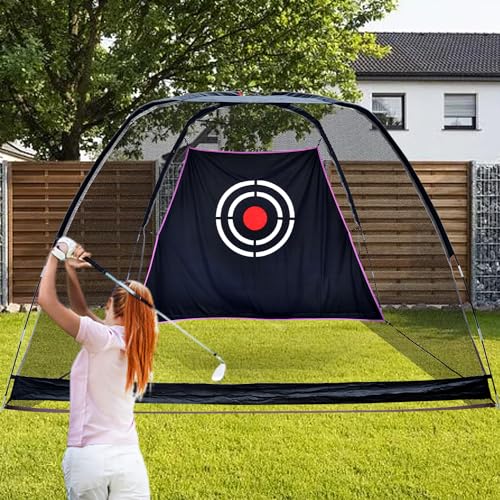 Golf Driving Training Nets Set with Target for Backyard Garage, Foldable Portable Golf Ball Trainer Cage Nets for Men Womens Indoor Use, Best Pro Home Golf Hitting Sports Net System Accessories