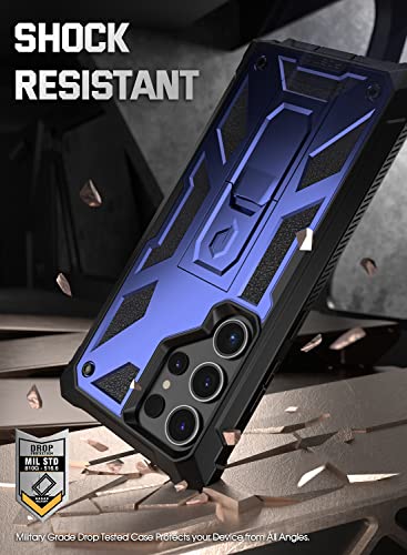 Poetic Spartan Case for Samsung Galaxy S23 Ultra 5G 6.8 inch, Built-in Screen Protector Work with Fingerprint ID, Full Body Rugged Shockproof Protective Cover Case with Kickstand, Midnight Blue