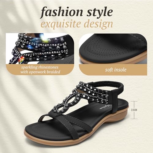 Image of Littleplum Womens Sandals Comfort Arch Support Sandals Summer Walking Shoes Casual Ankle Elastic Flip Flops Shoes