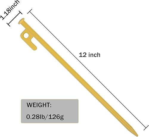 Vista 18 de Paquete de 8 estacas de tienda de campaña resistentes de 12 pulgadas de acero para acampar irrompibles e inflexibles Naranja