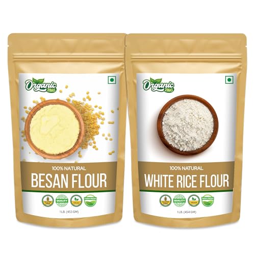 Image of Organic Zing Besan Flour also known as Chickpea Flour, Bengal Gram Flour or Garbanzo Bean Flour |Vegan| Product of India (Chana Besan + White Rice Flour)