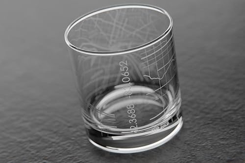 Vista 131 de Well Told Vaso grabado de Washington DC Map Rocks, vidrio de whisky antiguo (11 onzas, transparente), regalo para los amantes del whisky 147-Claro