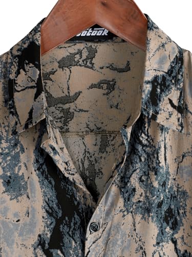 Image of JOTOOK Mens Hawaiian Shirt Short Sleeve Button Down Tropical Shirts Casual Floral Summer Beach Shirt