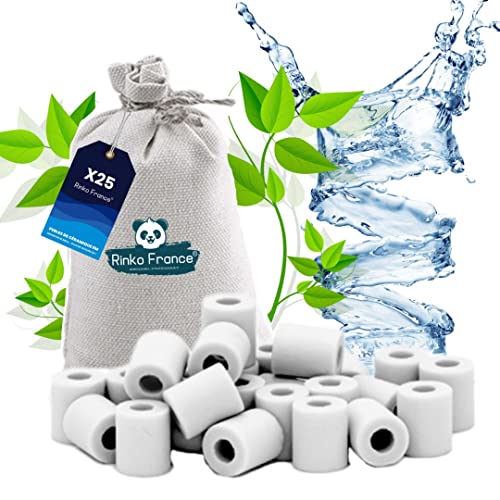 Rinko France |25 Perles de Céramique Pour Filtrer l’Eau du Robinet - Anti Calcaires - élimine Le Mauvais Gout - Ideal Pour Carafe, Cafetière, Bouilloire, Purificateur Naturel Eau Robinet Cover