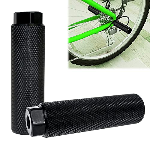 Ltsbaed Clavijas de Bicicleta Universal Pegs Bicicleta Aluminio Clavijas de pie de Bicicleta BMX Antideslizante Pies Traseros Pedales para Ejes de 3/8 Pulgadas para BMX, Bicicleta de Montaña (Negro) Cover