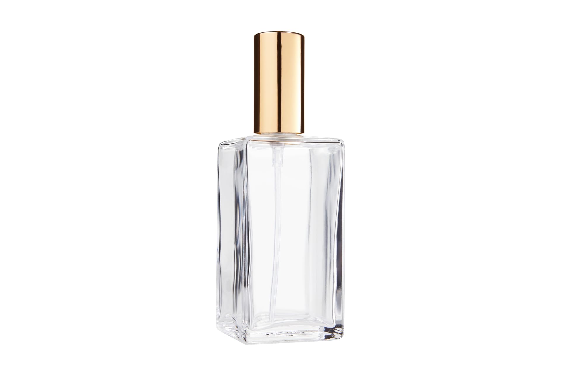 Fantasia Perfumy Flakon Pusty 100 ml Z Pompką Rozpylającą, Przezroczyste Butelki Prostokątne, Do Samodzielnego Napełniania Perfumami, Rozpylaczem I Zatyczką W Kolorze Złota, Napełniane, 46195