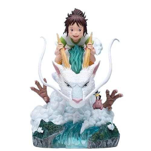Skynomad Statues de figurine de collection Anime Spirited Away Chihiro &amp; Haku - Modèles d'affichage d'anime | Ornements détaillés en PVC pour décoration d'intérieur et fans de Ghibli (Chihiro sur Haku
