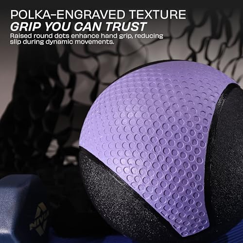 Image of Nivia Pro Medicine Ball for Strength Training, Core Workouts, Endurance Training, Non-Slip Surface, Weight Ball for Crossfit (Light Violet, 4 KG)