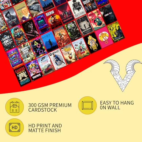 VEENSHI Pack of 54 Gaming Wall Poster Games Poster For Room | 6x4 Inch 300 Gsm Glossy Posters, Multicolor