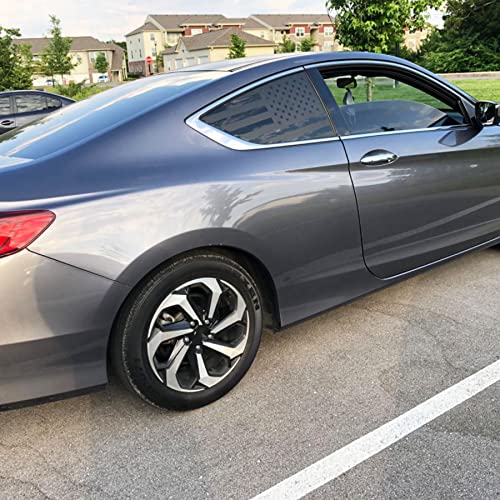 Zxiaochun 1Pair American Flag Window Decals For Car Suv Trucks, Universal Usa Flag Vinyl Sticker Free Installation Tools Matte Black(29" X 16") #TOP3