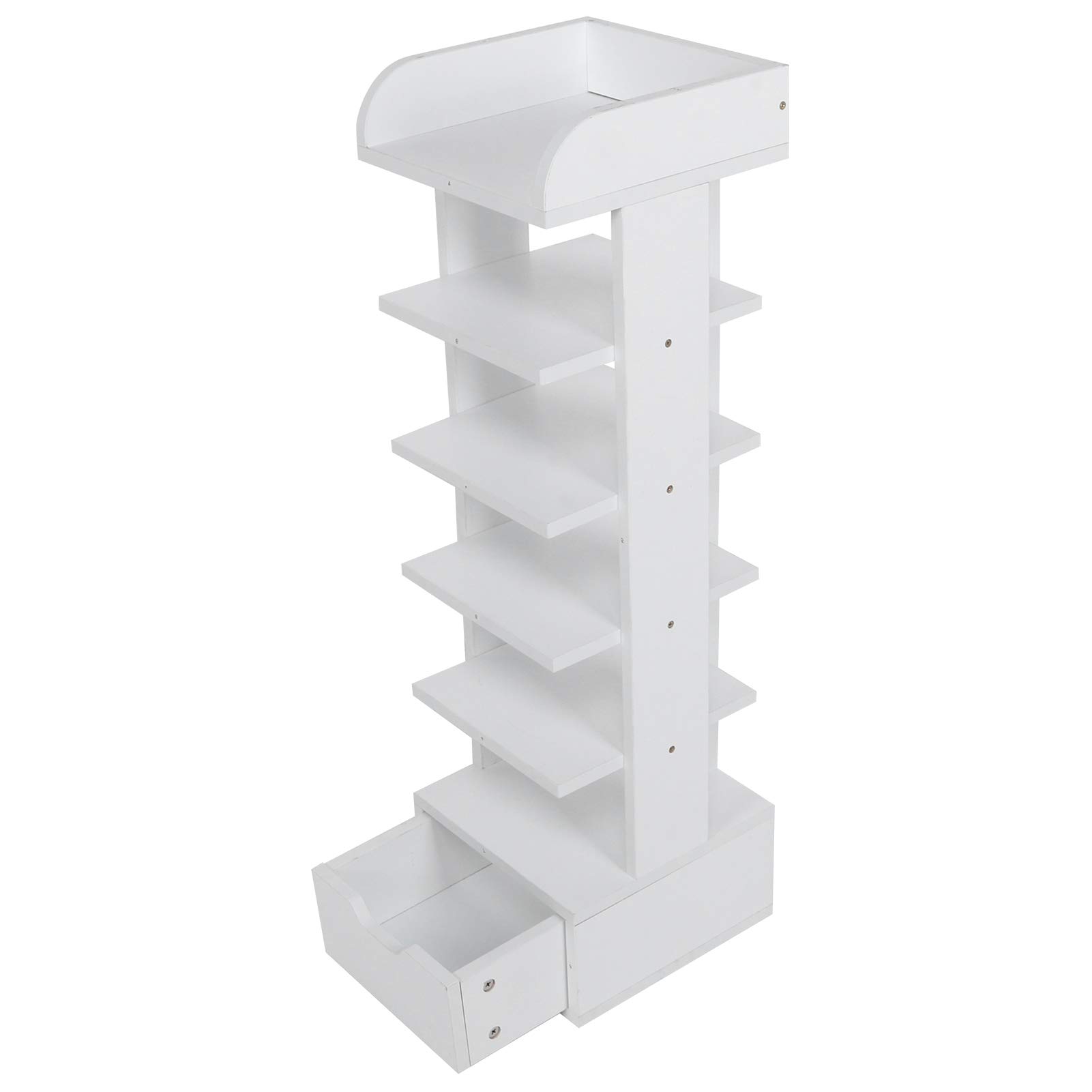 Cocoarm Półka na Buty Płyta Wiórowa Organizer na Buty 6-warstwowa Pionowa Półka do Przechowywania z szufladą 27,5 X 27,5 X 94, Cm do Przedpokoju, Przedpokoju, Szafy w Sypialni