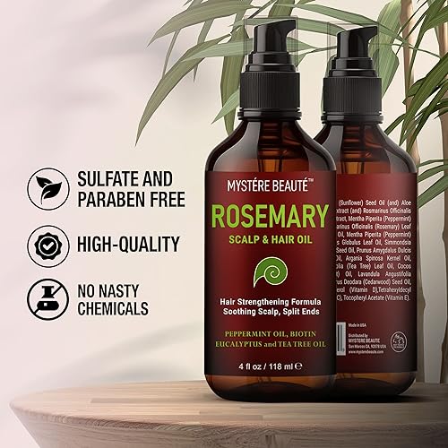 MYSTERE-BEAUTE-Rosemary-Hair-Oil-for-Hair-Growth-Ideal-for-Dry-Damaged-Hair-Scalp-with-Mint-Biotin-Essential-Oils-Formulated-for-Scalp-Soothing-Hair-Strengthening-4-fl-oz