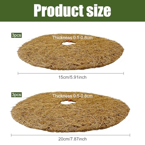 Jiehaojia 6Pcs Coconut Mats,Coconut Plant Protection,Winter Protection,Coconut Disc for Plants, Sustainable Plant Protection,Frost Protection,Cold Protection,Diameter 15cm/20cm - Image 2