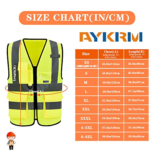 AYKRM 21 Farben Personalisierte bedruckbare Warnweste aufdruck mit Text oder mehrfarbigem Logo und Mehreren Taschen, Warnschutz Arbeitsweste Sicherheitsweste mit bedruckbare