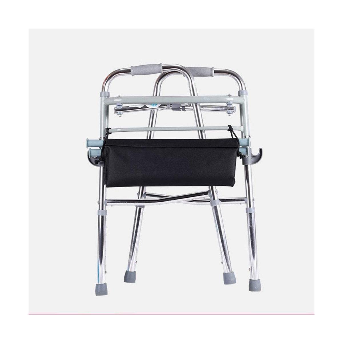 Andador plegable multifuncional de dos botones con cojín de tela Oxford aleación de aluminio sin ruedas andadores estándar para personas mayores