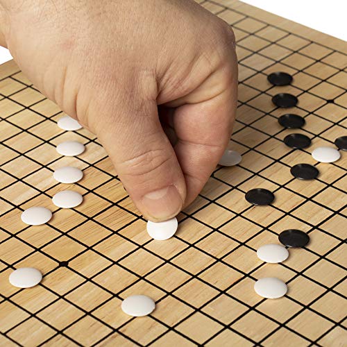 Go Set With Natural Wood Board | Portable 29 X 29Cm (11.4" X 11.4") Set | Complete Set Of 361 Stones | 19X19 Grid Layout, Portable Size For Travel | 2-Player - Classic Chinese Strategy Board Game #TOP1