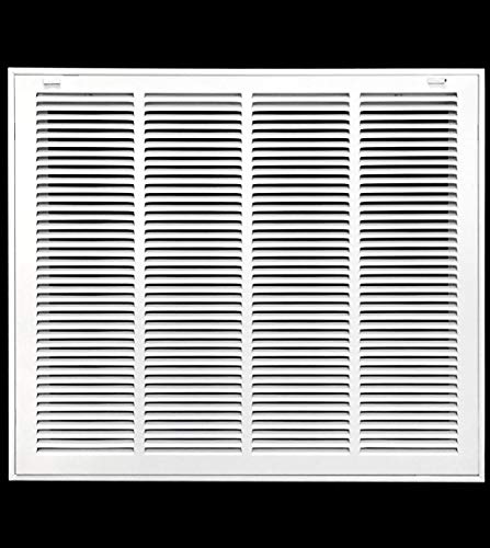 24" X 20" Steel Return Air Filter Grille for 1" Filter - Easy Plastic Tabs for Removable Face/Door - HVAC Duct Cover - Flat Stamped Face -White [Outer Dimensions: 25.75w X 21.75h]