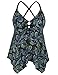 Firpearl Women's Green Floral Flowy Swimsuit Crossback Plus Size Tankini Top US18 Green Floral