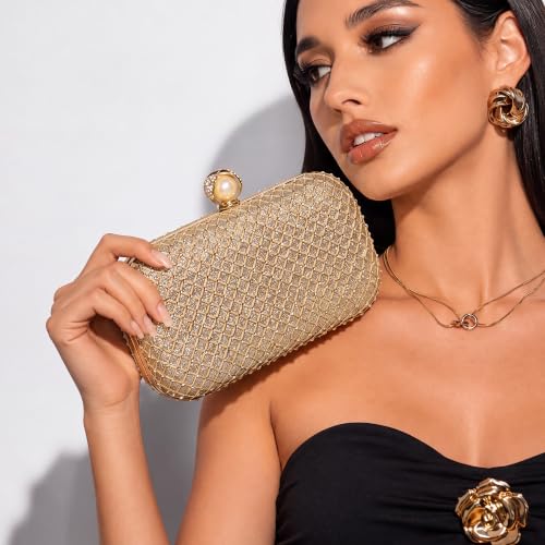 Image of M106 Glitter Clutch Purse For Women Sparkly evening bags Prom Party Handbag Rose Gold