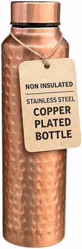 Botella de agua de acero inoxidable chapada en cobre | Botella de agua deportiva de acero inoxidable de una sola pared no aislada de 32 onzas para