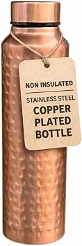Copper Plated Stainless Steel Water Bottle | 32 OZ NON-Insulated Single Walled Stainless Steel Sports Water Bottle for Cyclists, Runners, Hikers, Beach Goers, Picnics, Camping