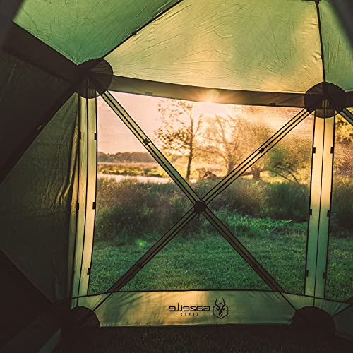 Gazelle Tents Gg501Gr G5 Pop-Up Portable 5-Sided Hub Gazebo/Screen Tent, Alpine Green, Easy Instant Set Up In 60 Seconds, Includes Free 3 Pack Of Wind Panels #TOP3