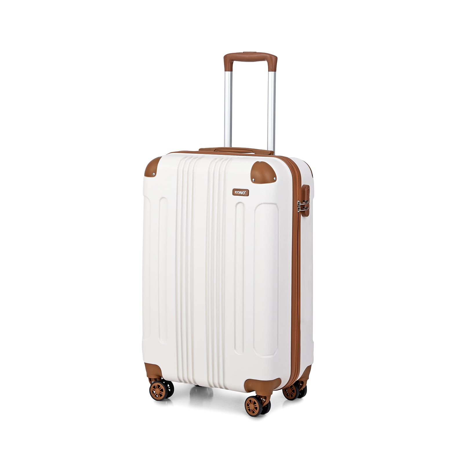 Kono55x35x20cm Boarding Case Hard Shell ABS Travel Trolley Cabin Hand Luggage Suitcases 33L (Cream White)