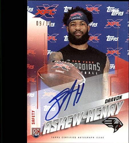 2020 Topps XFL Autographs Red #AU-DA Dravon Askew-Henry Auto S10 New York Guardians Official Football Trading Card