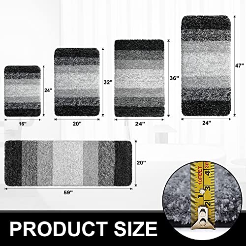 Olanly Luxury Bathroom Rug Mat, Extra Soft And Absorbent Microfiber Bath Rugs, Non-Slip Plush Shaggy Bath Carpet Runner, Machine Wash Dry, Bath Mats For Bathroom Floor, Tub And Shower, 59X20, Black #TOP6