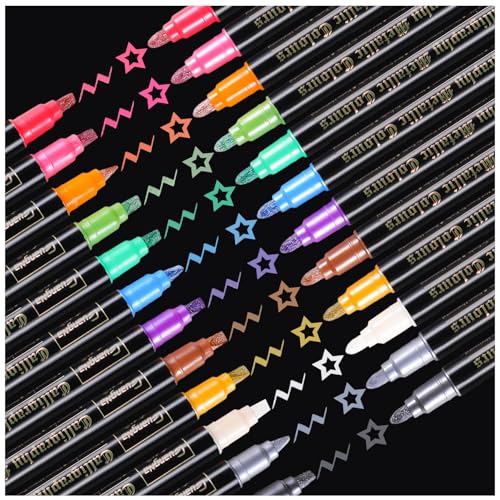 Calligraphy Metallic Marker Pens Dual Tip Chisel And Medium 