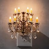 Briignite LED Night Lights Plug into Wall, Chandelier Night Light with Dusk to Dawn Light Sensor, Dimmable Golden Nightlight Plug in, 3000K Soft White for Bathroom Bedroom Hallway Kitchen