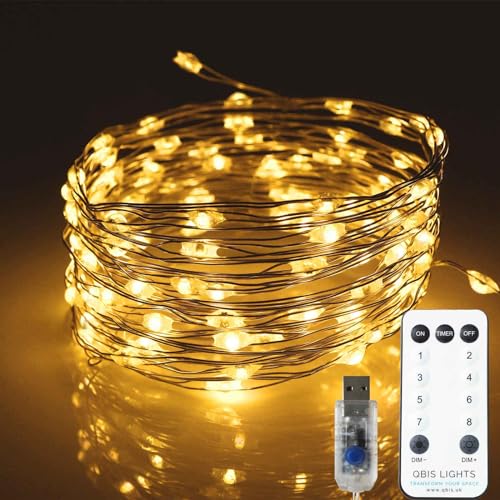 Guirlande lumineuse 100 micro LED blanc chaud USB déco chambre intérieur avec télécommande