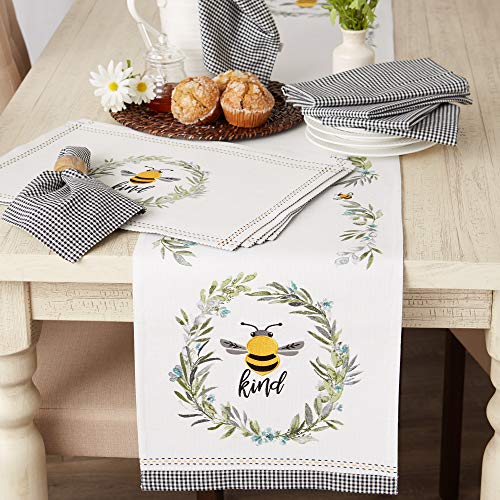 Dii Bumblebee Checkered Kitchen Collection, Reversible Placemat Set, 13X19, Bee Kind Gingham, 4 Piece #TOP3