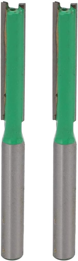 Aexit 1/4'' Drill Hole Special Tool Diameter 1/4'' Cutting Dia 2 Flutes Straight Router Bit Cutter 2pcs Model:62as466qo473