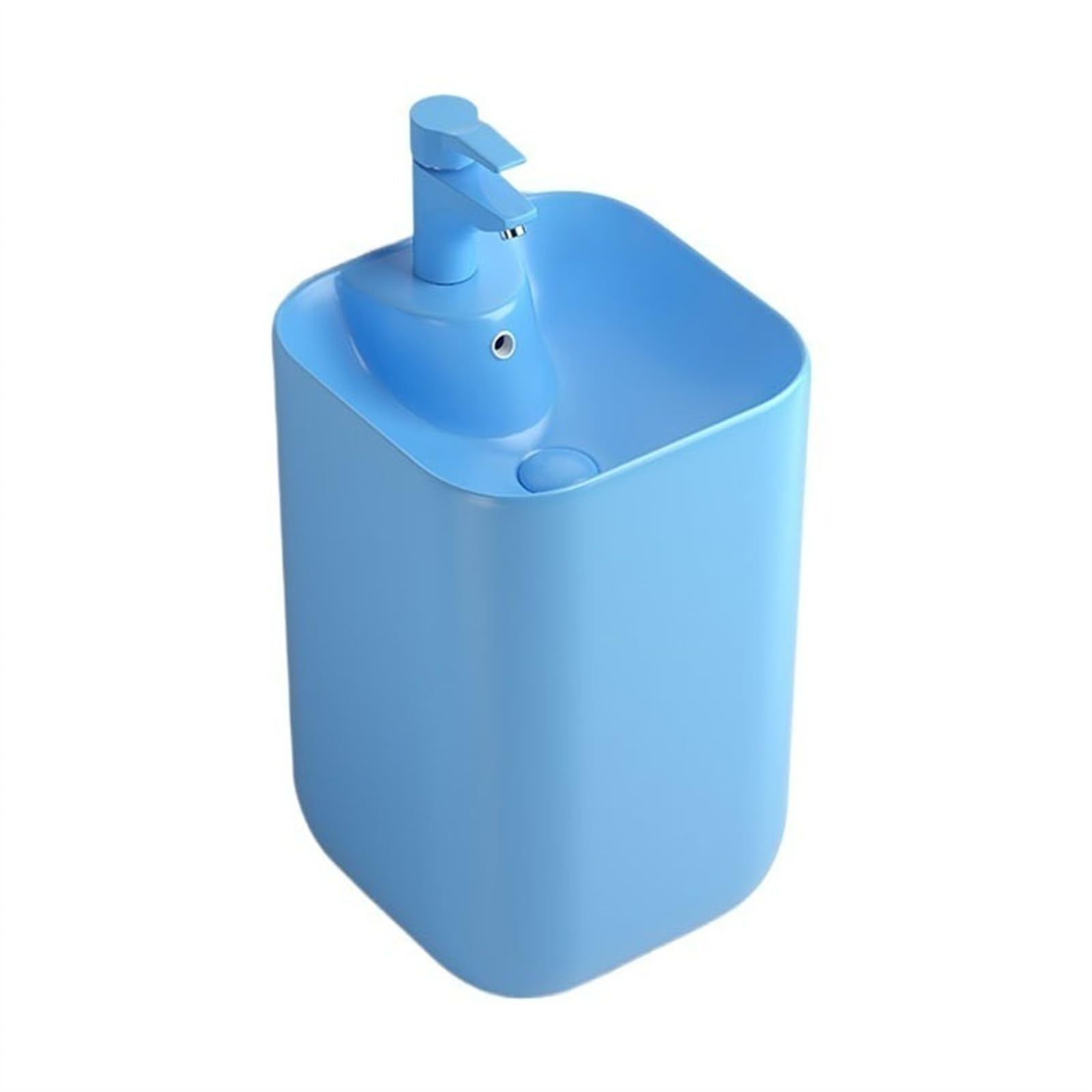 Zhaoj24-05 Blue Pedestal Sink Colorful Pedestal Sink, Ceramic Basin With Overflow, One Piece Floor Standing Bathroom Combination(Blue)