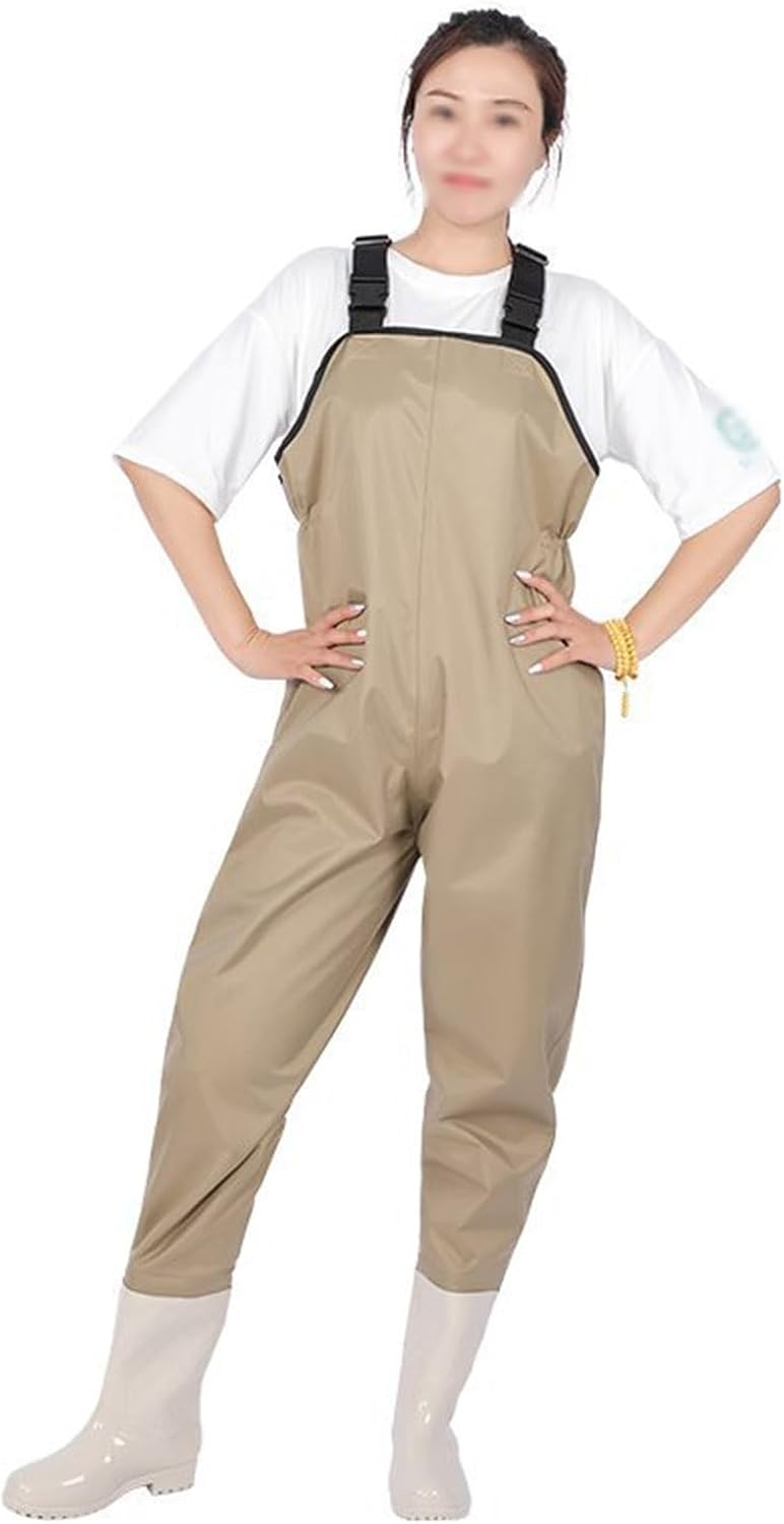 TemkIN Women's Fly Fishing Chest Waders, 2-ply Nylon/PVC Chest Wading Pants Waterproof and Breathable for Water Play & Angling (Color : A, Size : 36)
