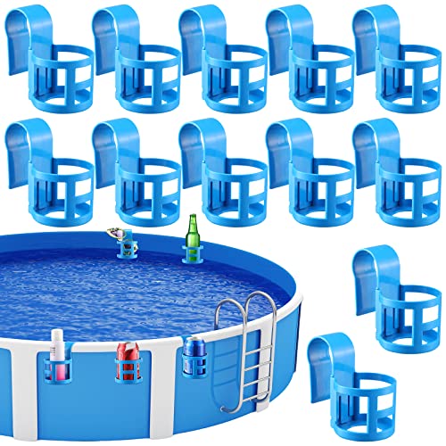12 Pcs Poolside Cup Holders For Above Ground Pool Cup Holder Blue Hot Tub Drink Holder Plastic No Spill Round Pool Drink Holder Fit 2 Inch Or Less Round Top Bar For Drinks Spa Hot Tub Accessories #TOP7