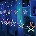 Produktbild LED Lichterkette Star vorhang lichterkette,Innen- und Außen Deko Glühbirne,2.5m 138LEDs String Lichter Lights für Weihnachten Hochzeit Party Weihnachtsbaum Haushalt Garten weihnachten deko (Farbe)